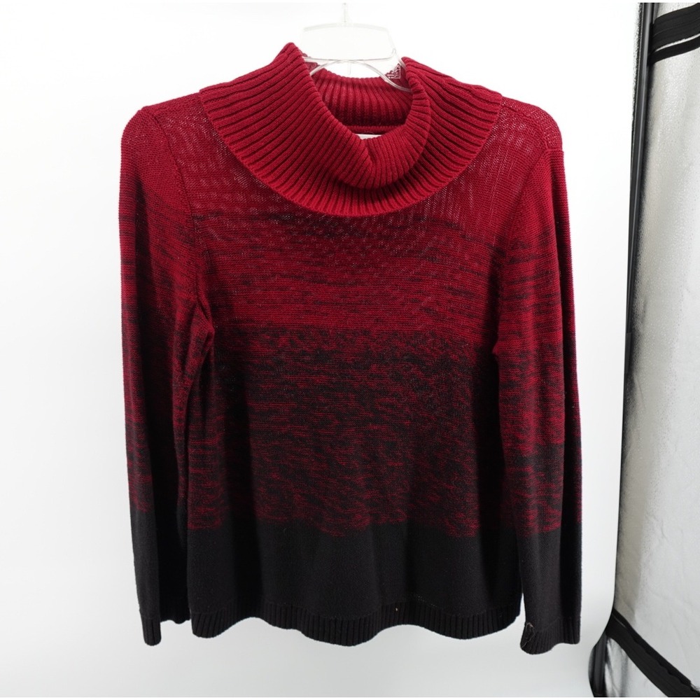 Christopher & Banks Red Black Ombre Space Dye Cowl Neck Sweater Womens Large